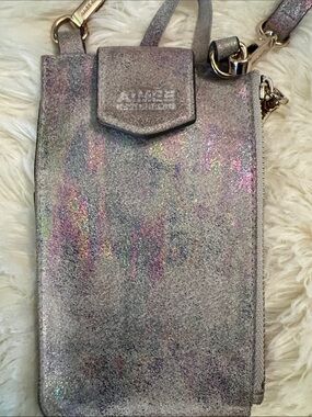 Aimee Kestenberg iridescent Holographic Silver Phone Crossbody Wallet